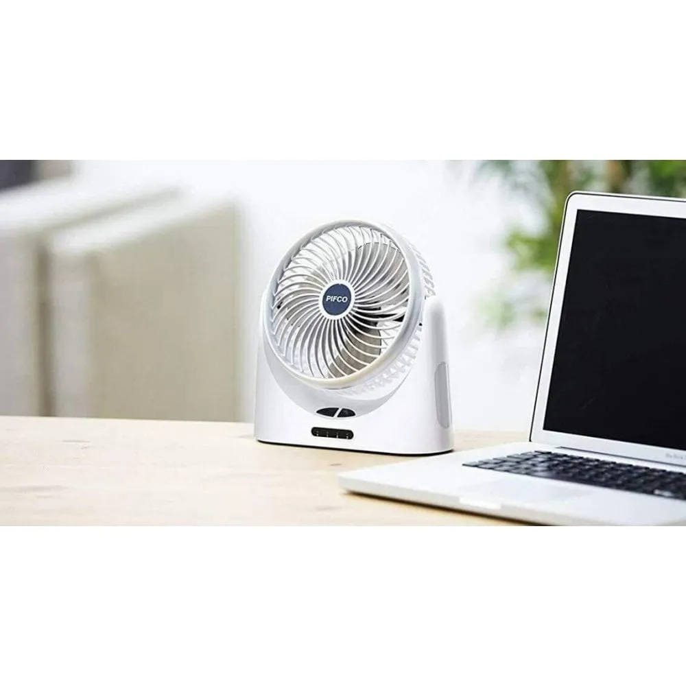 Pifco 6 Inch USB Rechargeable Adjustable Tilt Mini Desk Tabletop White Fan