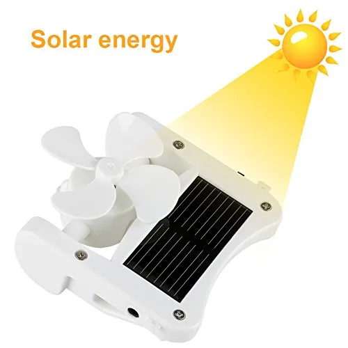 Portable Solar Fan, Solar Power Hat Clip on Mini Fan Pocket Clips Solar Hat Sport Fan USB Hanging Cooler