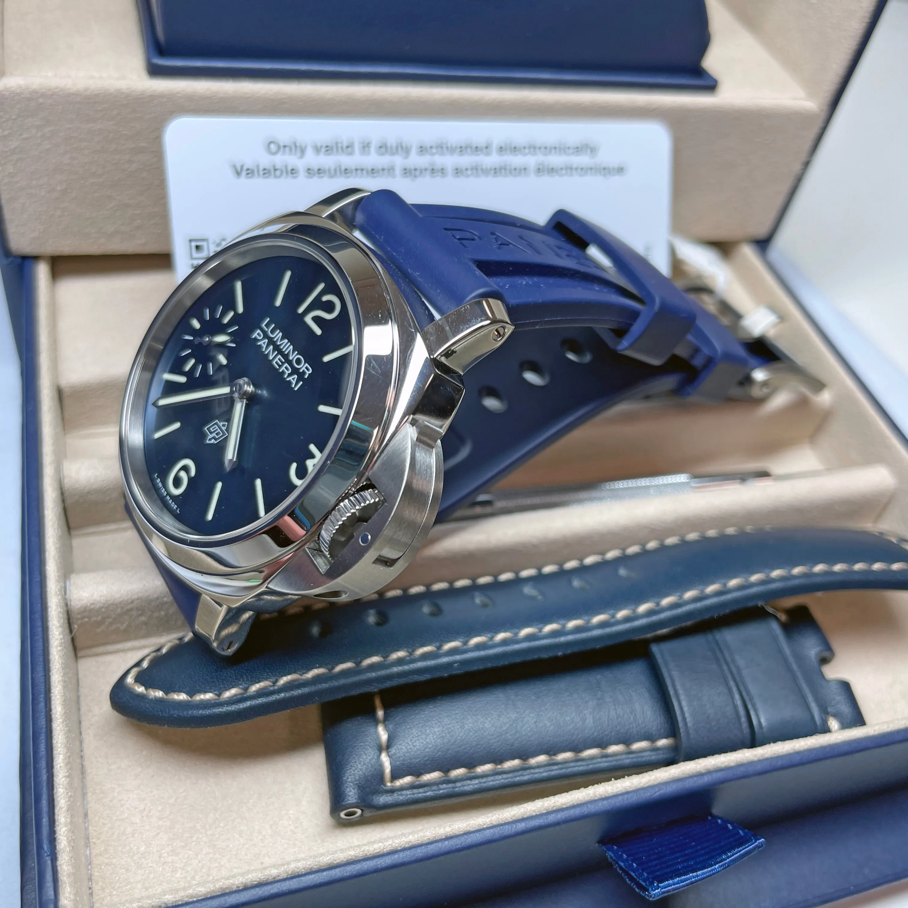 Pre-owned Panerai PAM01085 Blu Mare Blue Limited Steel Watch 44mm