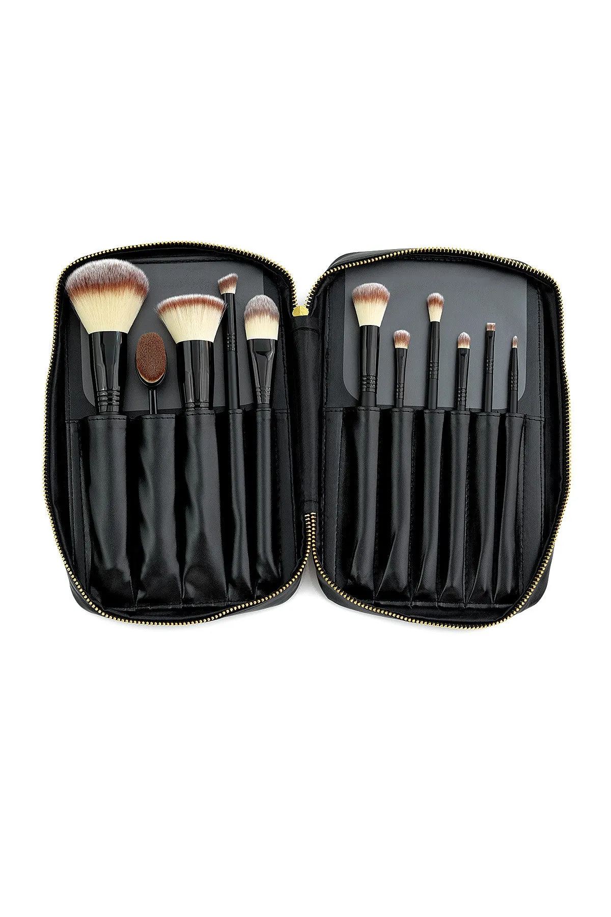 Professional Makeup Artist Complete 11-Piece Brush Kit - Mixed Brown