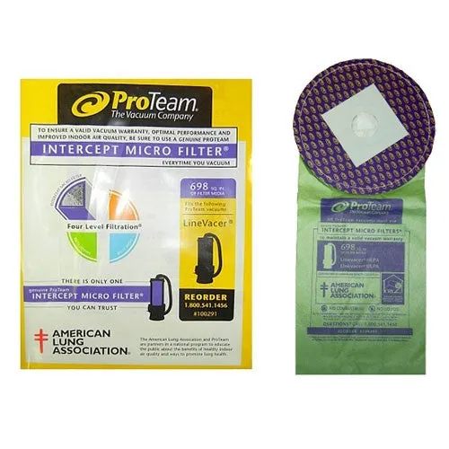 ProTeam 100291 Intercept Micro Filter Bag, Closed Collar, Fits 10 Qt. Backpacks (10 pk.)