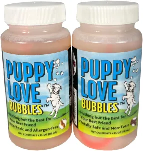 Puppy Love Bubbles, Peanut Butter & Bacon Scented Bubbles 4oz. Bottle-2 Pack Combo (1 Peanut Butter/1 Bacon) for Dogs