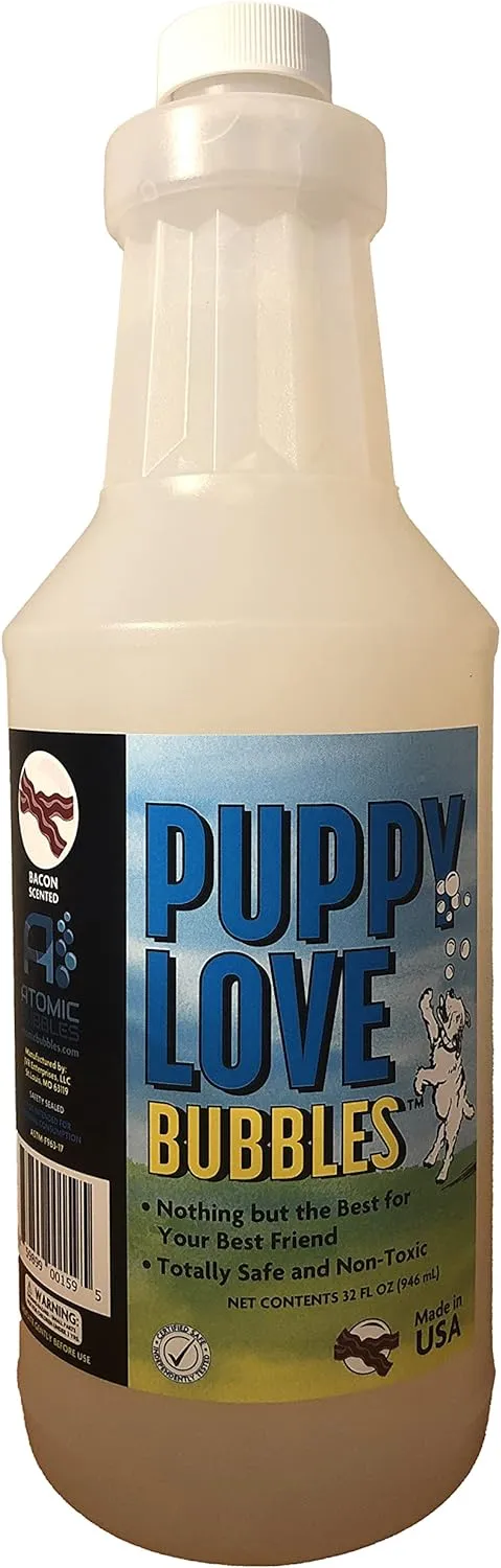 Puppy Love Bubbles, Peanut Butter & Bacon Scented Bubbles 4oz. Bottle-2 Pack Combo (1 Peanut Butter/1 Bacon) for Dogs