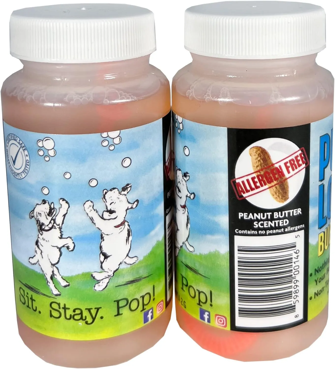 Puppy Love Bubbles, Peanut Butter & Bacon Scented Bubbles 4oz. Bottle-2 Pack Combo (1 Peanut Butter/1 Bacon) for Dogs