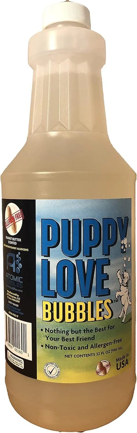 Puppy Love Bubbles, Peanut Butter & Bacon Scented Bubbles 4oz. Bottle-2 Pack Combo (1 Peanut Butter/1 Bacon) for Dogs