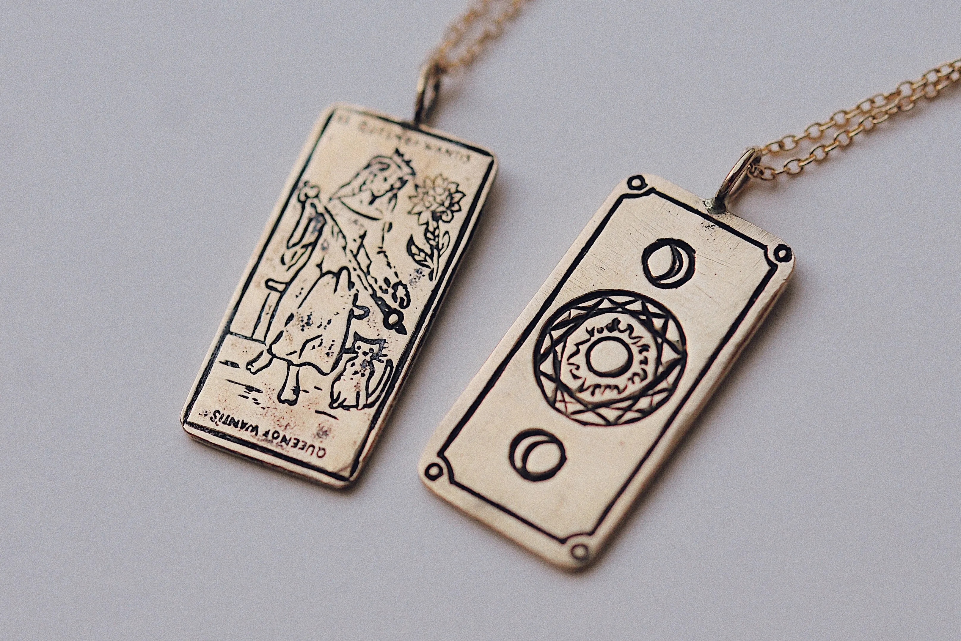 Queen of Wands Tarot Card Necklace