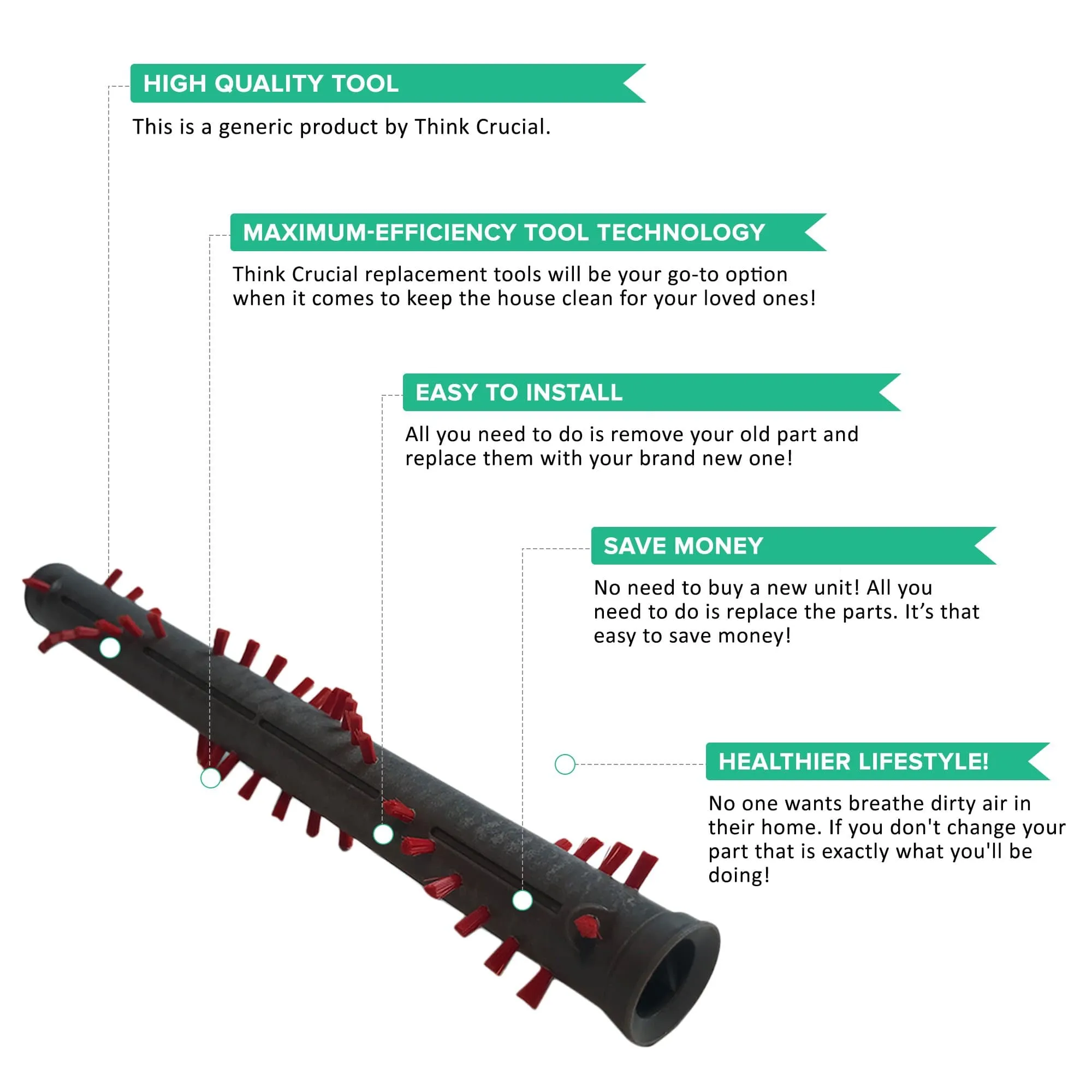 Replacement Brushroll & 2 End Caps, Fits Dyson DC24, Compatible with Parts 917390-02 & 917390-01