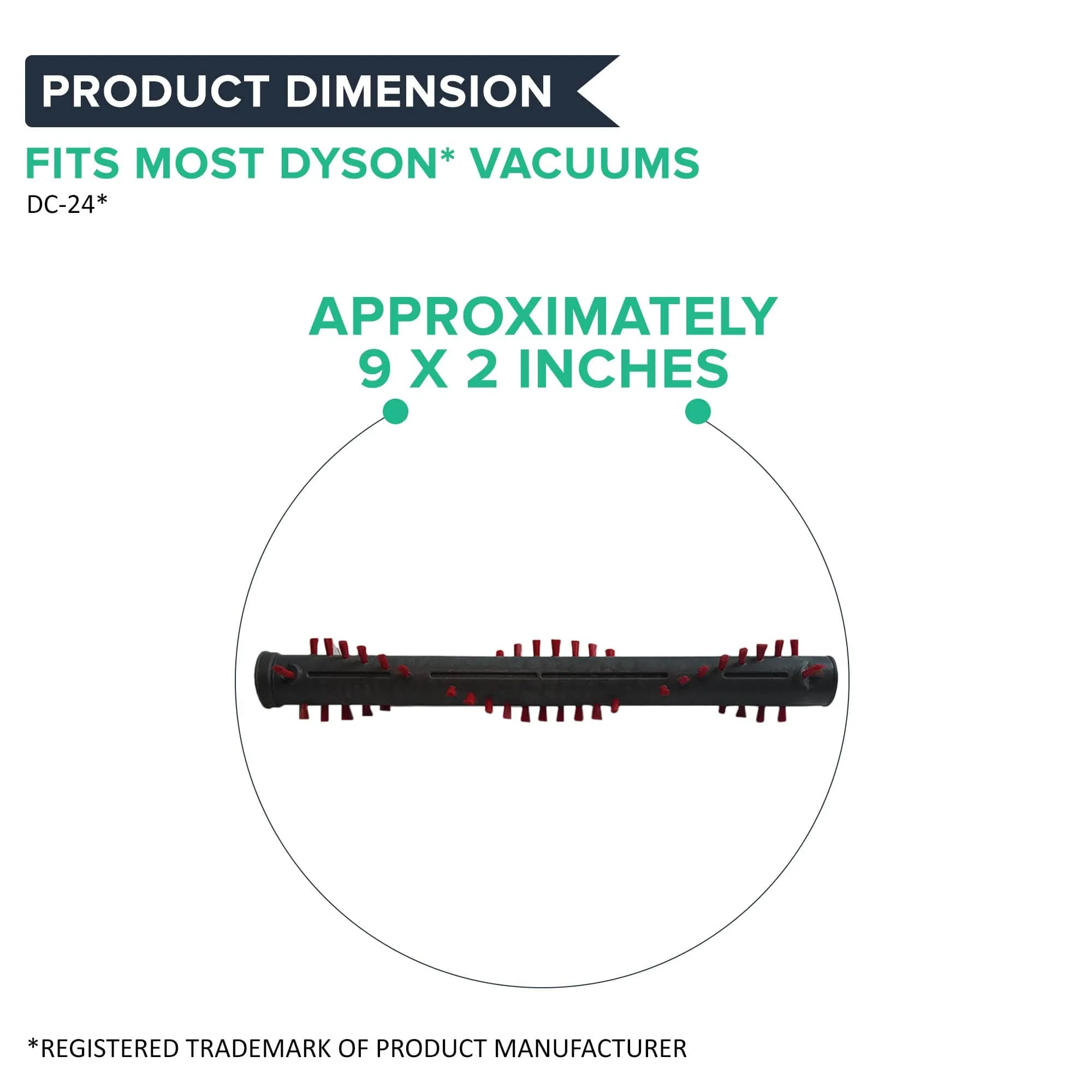 Replacement Brushroll & 2 End Caps, Fits Dyson DC24, Compatible with Parts 917390-02 & 917390-01