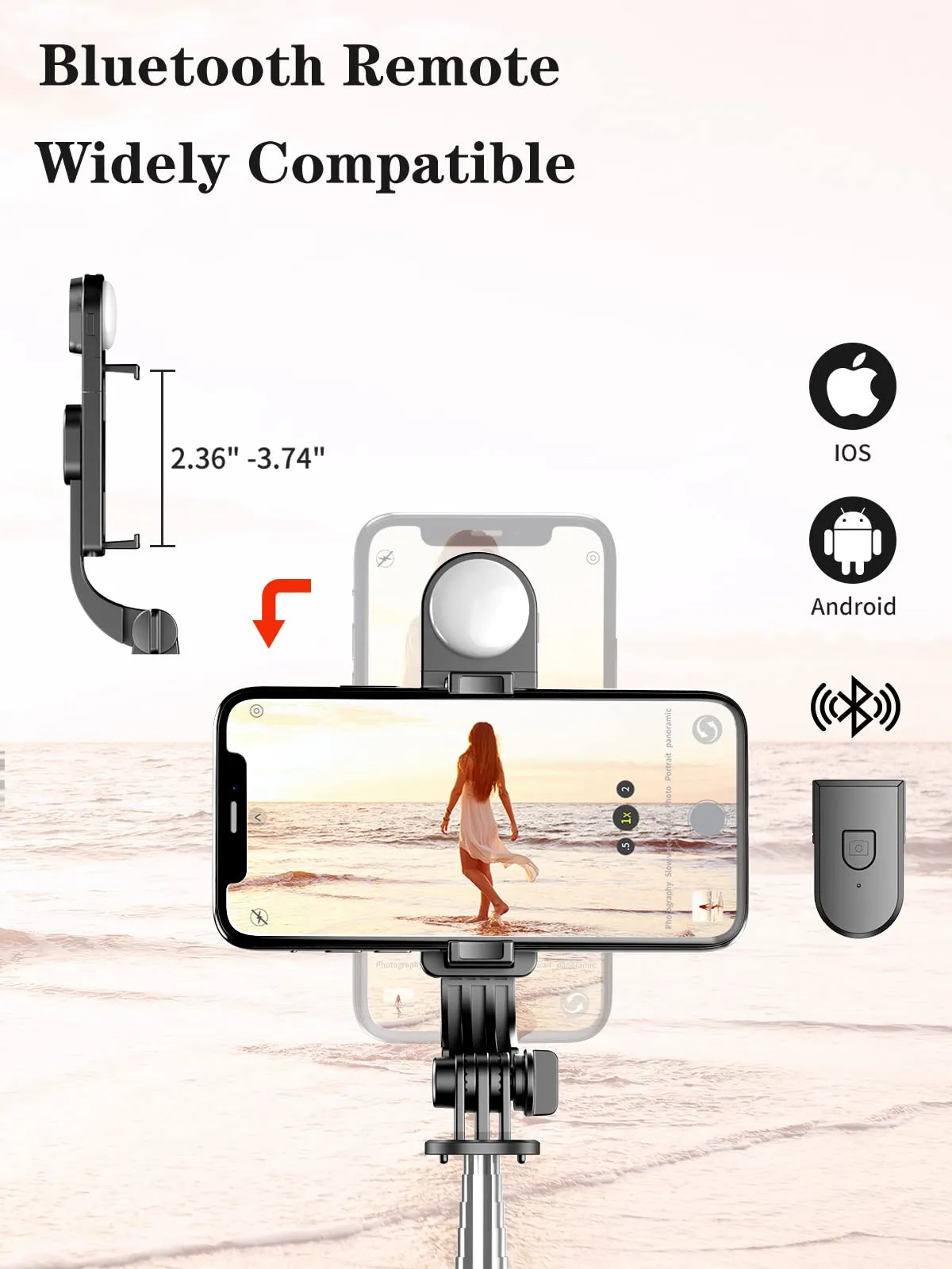 Selfie Stick Tripod with Wireless Remote, Cellphone Selfie Stick Tripod with LED Fill Light, for iPhone 15/14/14 pro/13/13 Pro/12/11/11 Pro/XS Max/XS/XR/X/8/7 and Android Smartphone