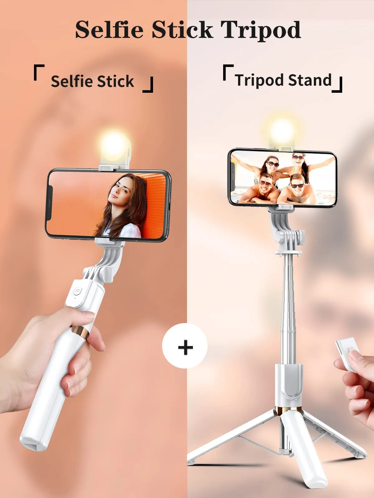 Selfie Stick Tripod with Wireless Remote, Cellphone Selfie Stick Tripod with LED Fill Light, for iPhone 15/14/14 pro/13/13 Pro/12/11/11 Pro/XS Max/XS/XR/X/8/7 and Android Smartphone