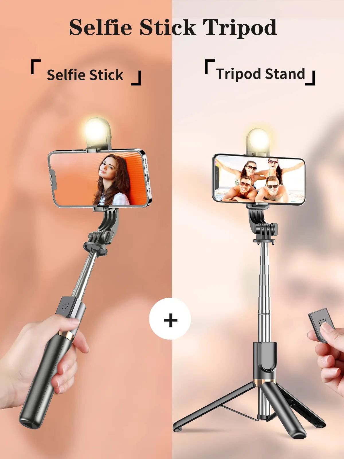 Selfie Stick Tripod with Wireless Remote, Cellphone Selfie Stick Tripod with LED Fill Light, for iPhone 15/14/14 pro/13/13 Pro/12/11/11 Pro/XS Max/XS/XR/X/8/7 and Android Smartphone