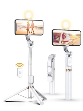 Selfie Stick Tripod with Wireless Remote, Cellphone Selfie Stick Tripod with LED Fill Light, for iPhone 15/14/14 pro/13/13 Pro/12/11/11 Pro/XS Max/XS/XR/X/8/7 and Android Smartphone