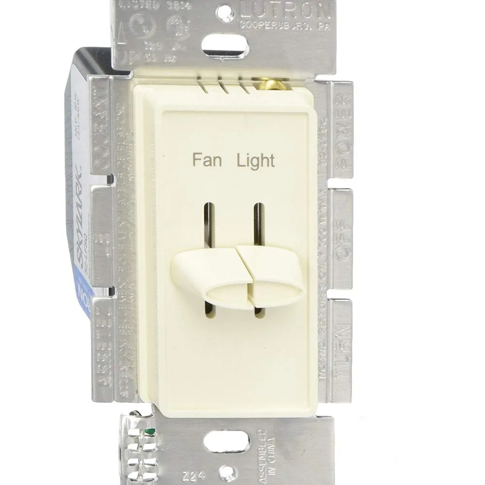 Skylark Dual Slide LED Dimmer and 3-Speed Fan Control, Single Pole, Light Almond