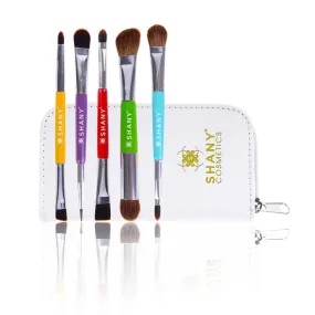 THE DOUBLE TROUBLE - 5 PC Double Sided Essential Brush Set with Travel Pouch