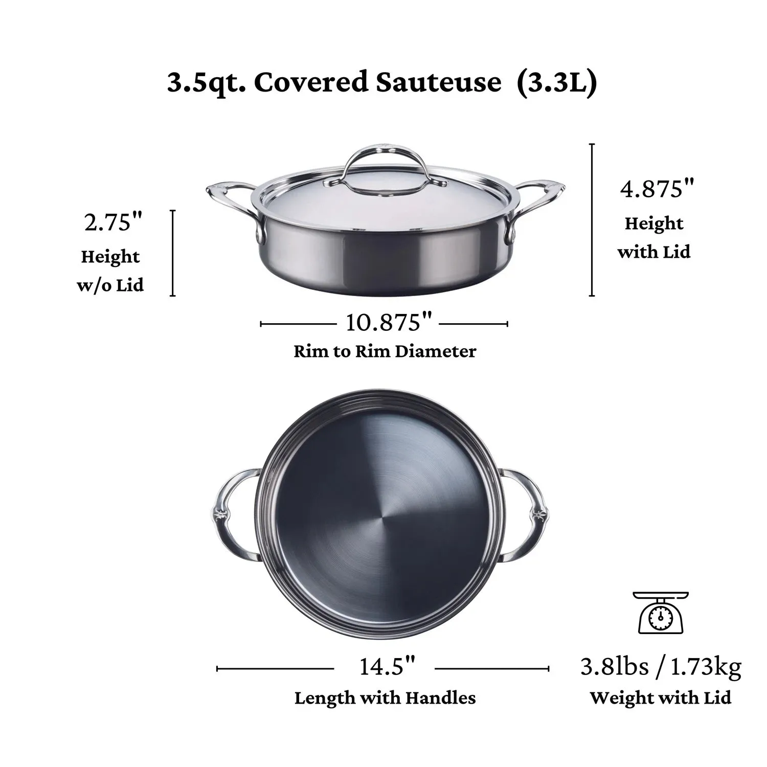 Titanium Sauteuse with Lid, 3.5-Quart