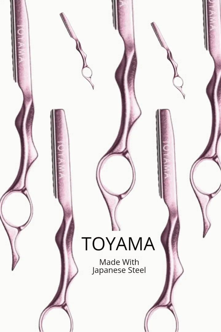 Toyama Professional Razor Aluminium With Japanese Steel Blades  - Pink -  Feather Styling Razor Long Handle