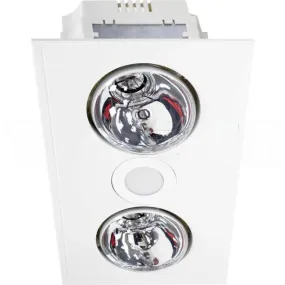 Ventair 3 In 1 MYKA 2 x 275 Watt Bathroom Heater Lamp Light 1 x 10 Watt LED Downlight And Exhaust Fan White