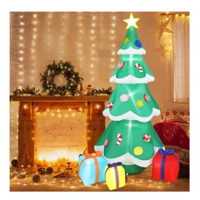 VINGLI Lighted Inflatable Christmas Tree Outdoor Decorations with 3 Gift Boxes, 7.7ft Tall Christmas Blow Up Yard Decoration with Secure Stakes, Electric Blower Fan for Indoor Outdoor Garden Decor