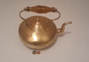 Vintage Brass Metal Tea Pot, Kettle, Heavy Duty, 12" x 9", Kitchen Decor, Table Display, Shelf Display.  This Can Be Shined Up Even More