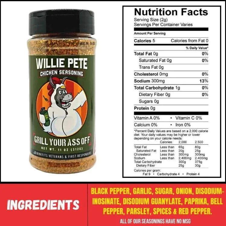 WILLIE PETE CHICKEN SEASONING 11OZ