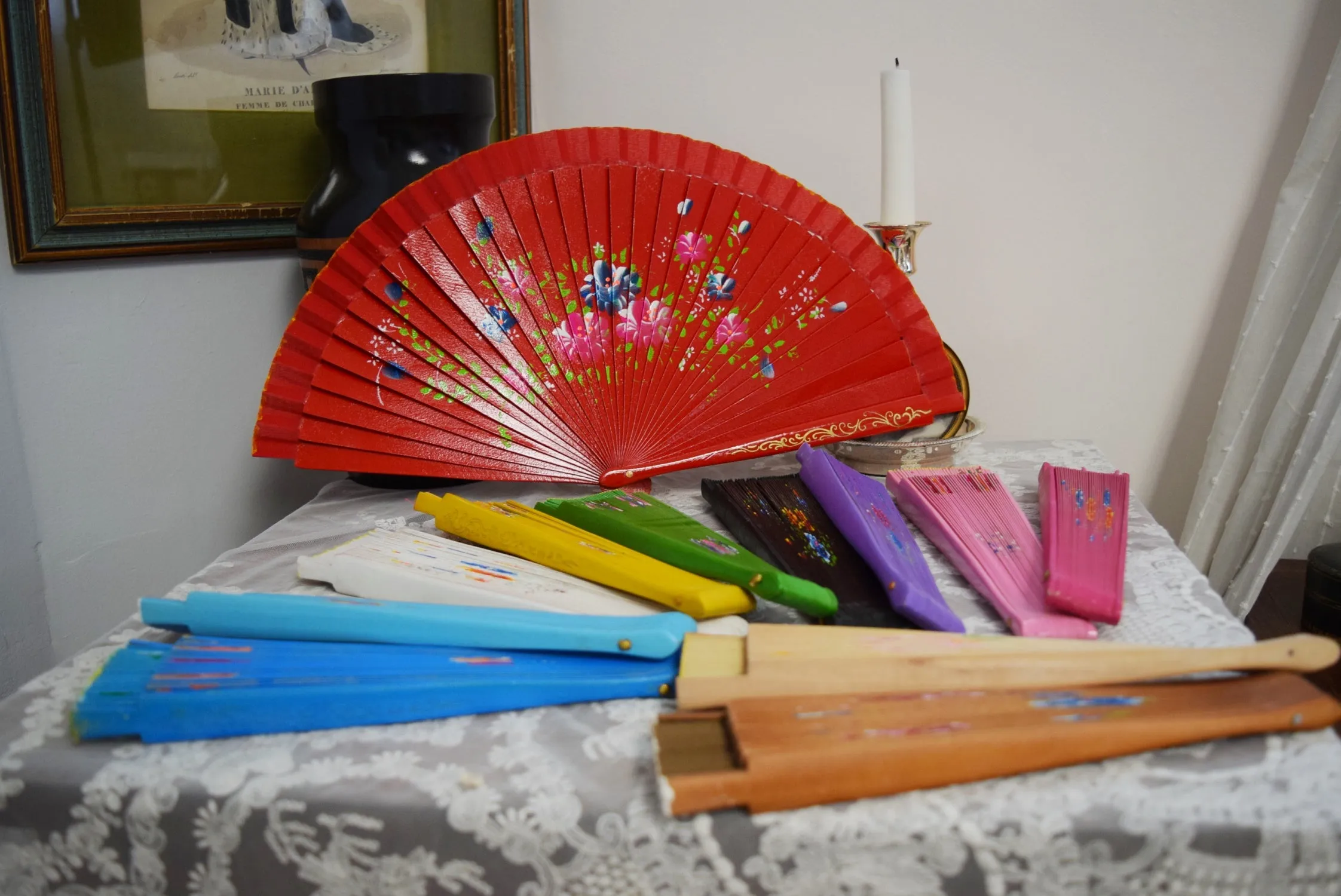 Wooden Hand Fan - Purple