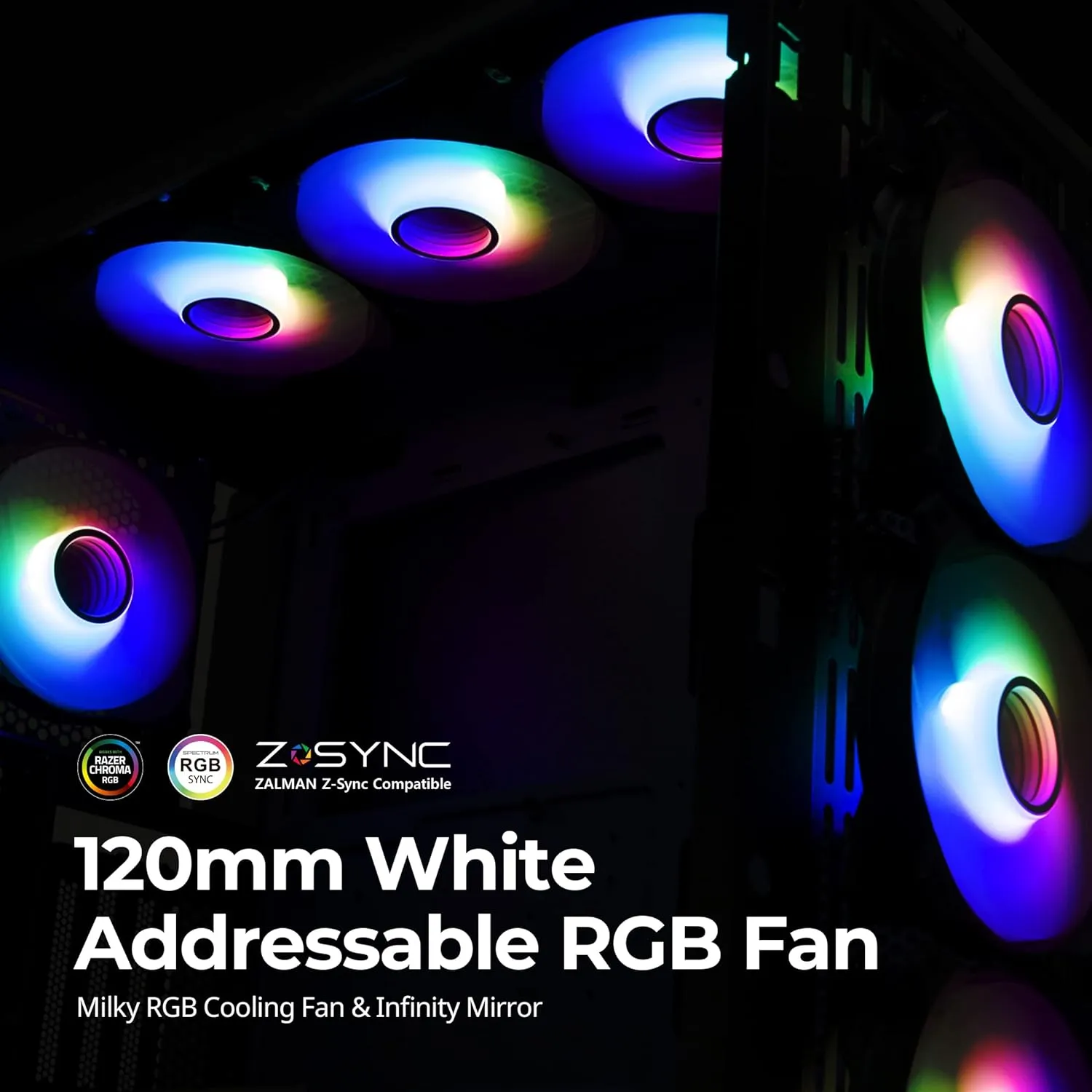 ZM-IF120 Infinity Mirror ARGB 120mm Case Fan - White